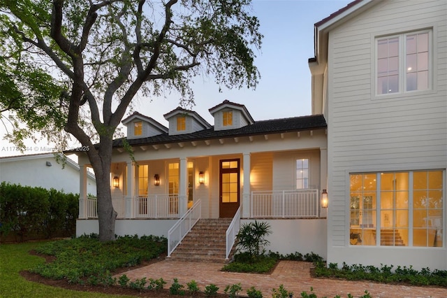 1051 San Pedro Ave, Coral Gables, FL 33156 - view of front of home featuring covered porch and stairs