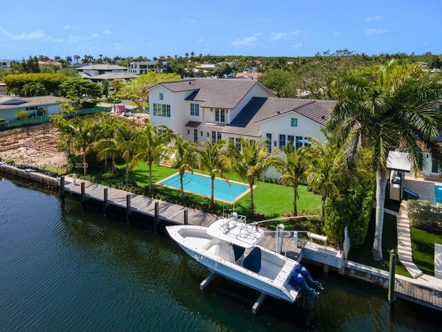 1051 San Pedro Ave, Coral Gables, FL 33156 - rear view of house with a water view