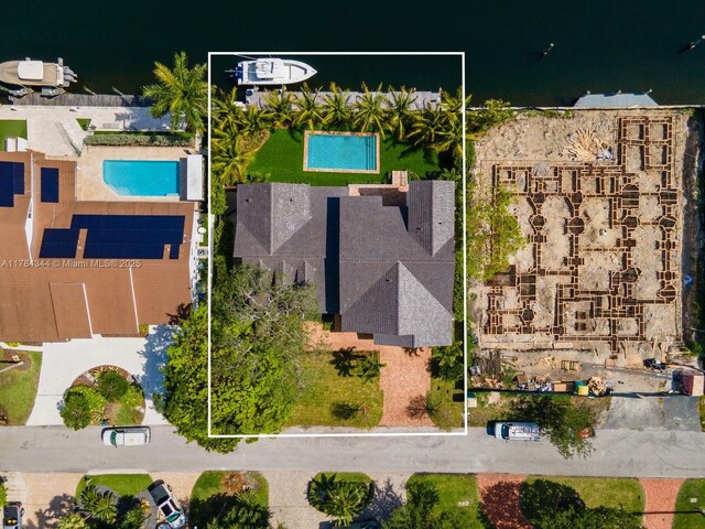 1051 San Pedro Ave, Coral Gables, FL 33156 - aerial view of property's location featuring a pool area and property boundaries highlighted