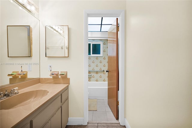 43 NW 109th Ct, Miami, FL 33172 - full bath featuring baseboards, tile patterned floors, vanity, and a tub to relax in