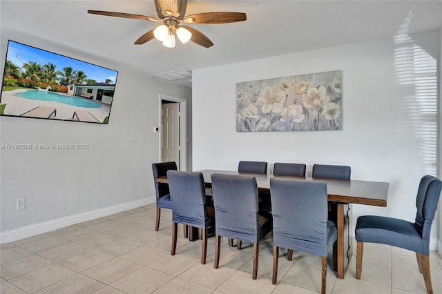 7531 Simms St, Hollywood, FL 33024 - tiled dining area with baseboards and ceiling fan