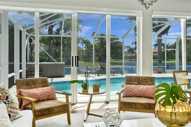 594 Spinnaker, Weston, FL 33326 - sunroom / solarium featuring a swimming pool and plenty of natural light