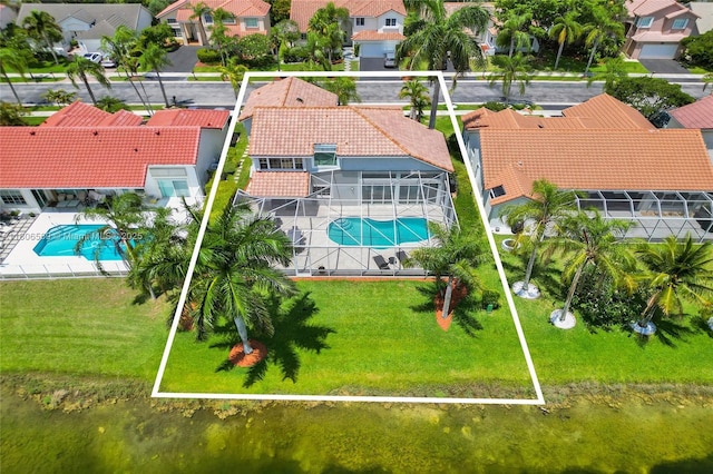 594 Spinnaker, Weston, FL 33326 - aerial perspective of suburban area featuring a pool area