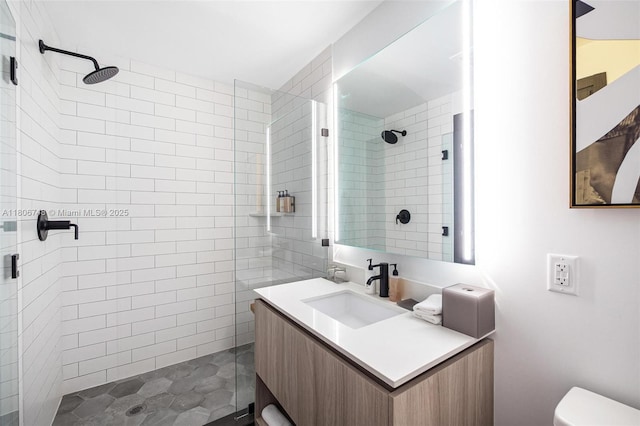 398 NE 5th St Unit 4518, Miami, FL 33132 - bathroom with a shower stall, toilet, and vanity