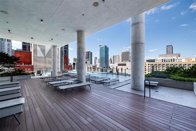398 NE 5th St Unit 4518, Miami, FL 33132 - deck with a skyline view and a community pool