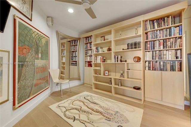 200 Ocean Lane Dr Unit 305, Key Biscayne, FL 33149 - sitting room featuring ceiling fan, wood finished floors, and recessed lighting