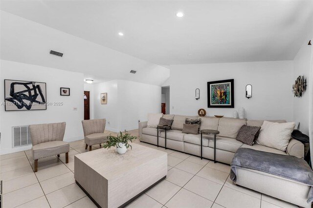 10020 SW 145th Pl, Miami, FL 33186 - living area featuring vaulted ceiling, light tile patterned floors, and recessed lighting