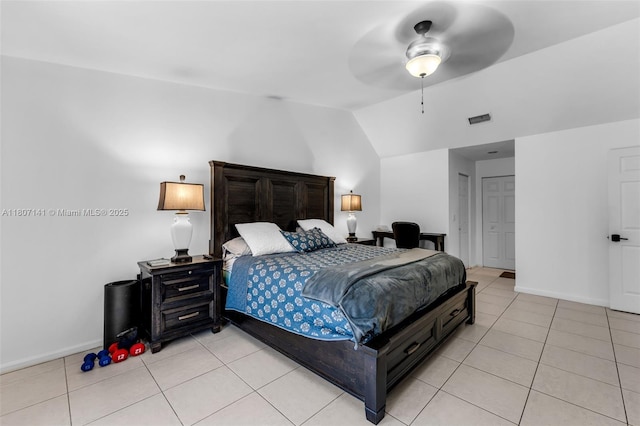 10020 SW 145th Pl, Miami, FL 33186 - bedroom featuring lofted ceiling, light tile patterned floors, and a ceiling fan