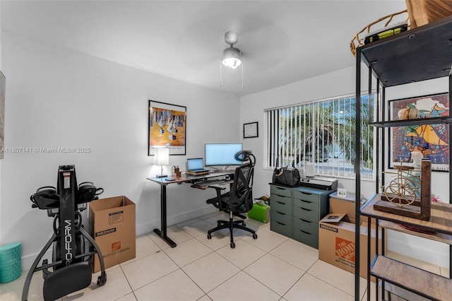 10020 SW 145th Pl, Miami, FL 33186 - office with ceiling fan and light tile patterned floors