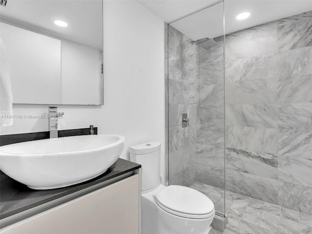 9821 E Bay Harbor Dr Unit 302, Bay Harbor Islands, FL 33154 - full bath with toilet, a walk in shower, vanity, and recessed lighting