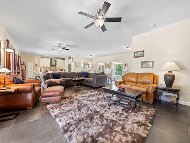 15150 SW 240th St, Homestead, FL 33032 - tiled living room featuring a ceiling fan