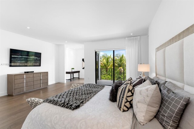 16703 S Botaniko Dr S, Weston, FL 33326 - bedroom with wood finished floors, access to exterior, and recessed lighting