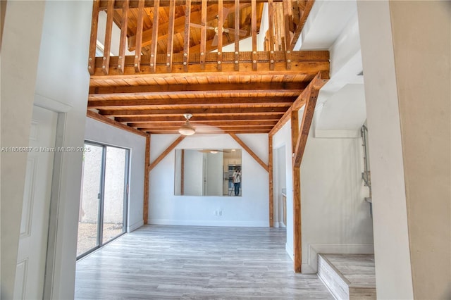 8015 SW 21st Ct, Davie, FL 33324 - corridor featuring wood finished floors, baseboards, and wooden ceiling