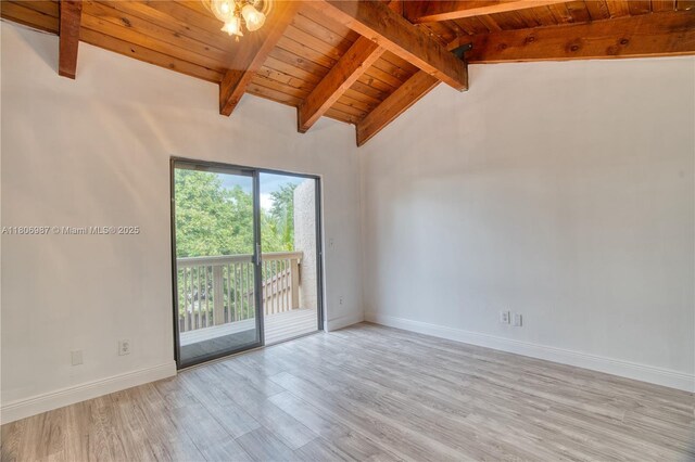 8015 SW 21st Ct, Davie, FL 33324 - unfurnished room with light wood-style flooring, wood ceiling, and baseboards