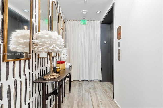 801 S Miami Ave Unit 3510, Miami, FL 33130 - hall featuring light wood finished floors and elevator