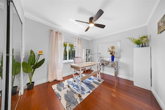 6847 NW 24th Way, Fort Lauderdale, FL 33309 - office space featuring wood finished floors, ceiling fan, ornamental molding, and a textured ceiling