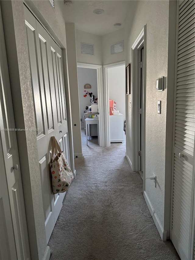28577 SW 134th Ct, Homestead, FL 33033 - hall with carpet floors, a textured wall, and baseboards