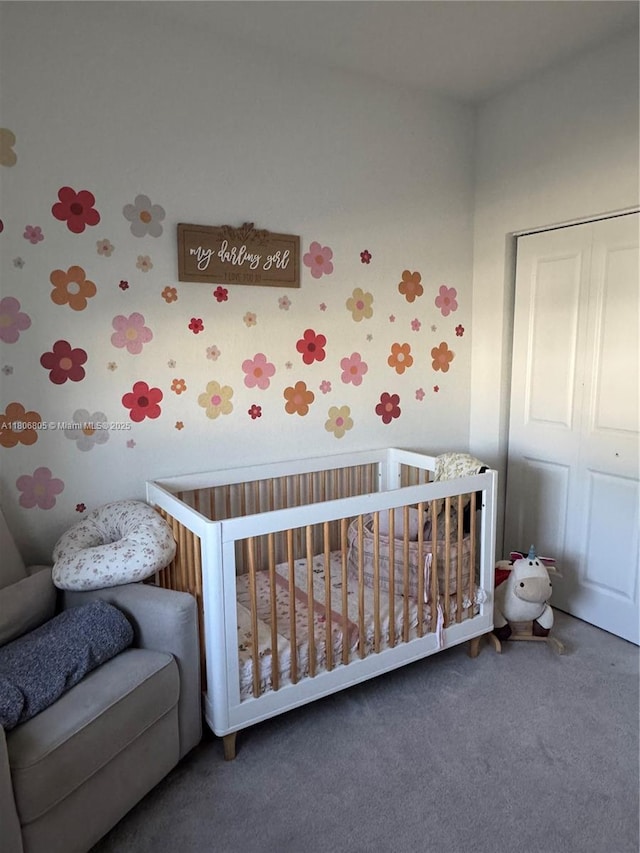 28577 SW 134th Ct, Homestead, FL 33033 - bedroom featuring carpet, wallpapered walls, and a nursery area