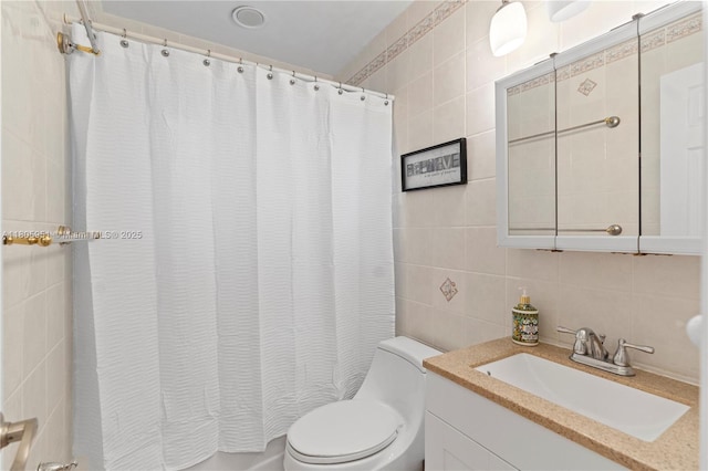 1090 Meadowlark Ave, Miami Springs, FL 33166 - full bath with tile walls, vanity, and decorative backsplash