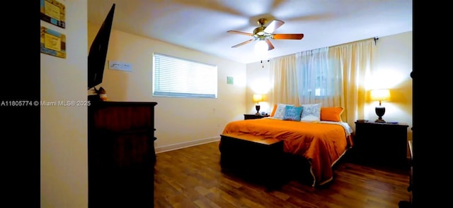15225 SW 235th St, Homestead, FL 33032 - bedroom with wood finished floors, baseboards, and ceiling fan