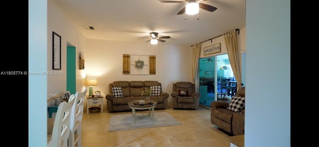 15225 SW 235th St, Homestead, FL 33032 - living room with a ceiling fan and light tile patterned flooring