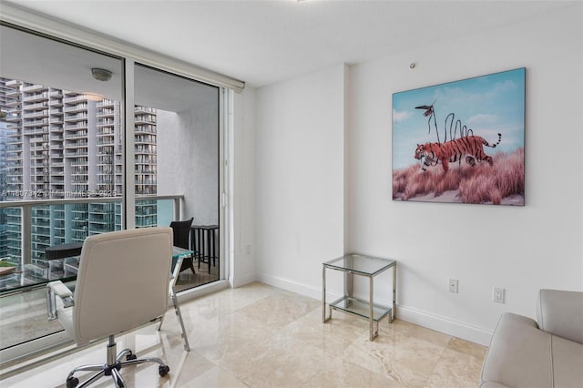 41 SE 5th St Unit 2008, Miami, FL 33131 - office with floor to ceiling windows and baseboards