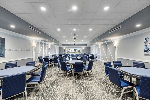 6080 Huntwick Ter Unit 202, Delray Beach, FL 33484 - carpeted dining area with a paneled ceiling and recessed lighting