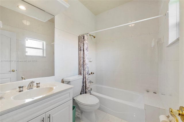 8281 SW 84th Ter, Miami, FL 33143 - full bath featuring shower / tub combo with curtain, vanity, and tile patterned floors