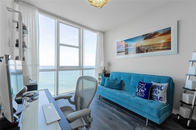 18201 Collins Ave Unit 3909, Sunny Isles Beach, FL 33160 - office space featuring healthy amount of natural light, wood finished floors, and a water view