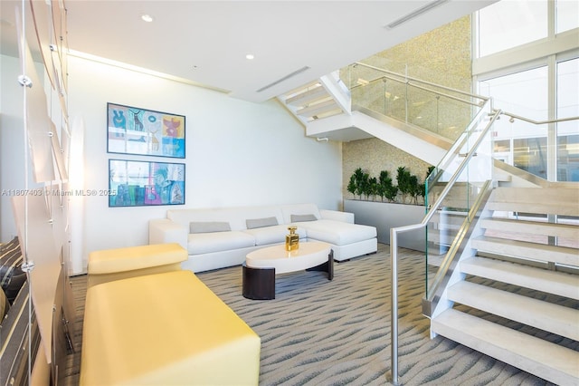 18201 Collins Ave Unit 3909, Sunny Isles Beach, FL 33160 - living room featuring carpet flooring and recessed lighting
