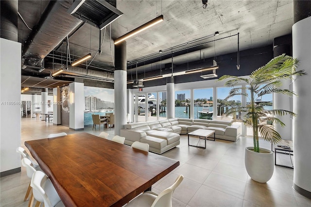 900 Bay Dr Unit 210, Miami Beach, FL 33141 - tiled dining room with a water view