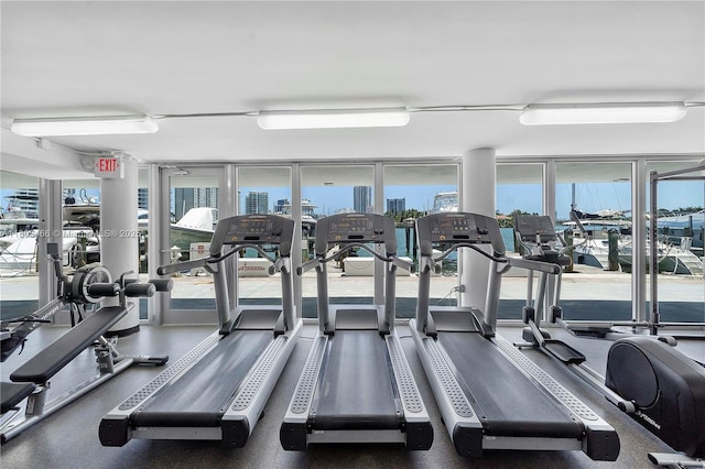 900 Bay Dr Unit 210, Miami Beach, FL 33141 - workout area with a city view