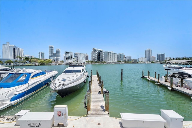 900 Bay Dr Unit 210, Miami Beach, FL 33141 - dock with a skyline view and a water view