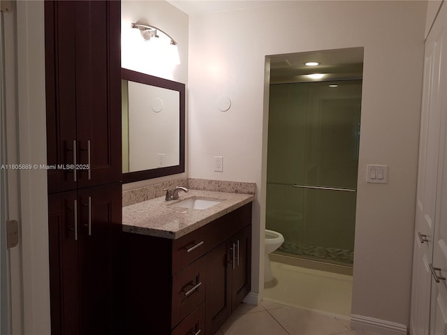 3730 Inverrary Dr Unit 2N, Lauderhill, FL 33319 - full bathroom with a shower stall, vanity, toilet, and tile patterned flooring