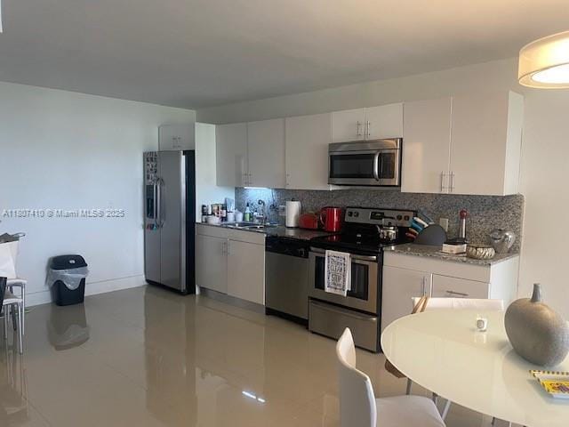2801 NE 183rd St Unit 1011W, Aventura, FL 33160 - kitchen with stainless steel appliances, tasteful backsplash, white cabinetry, and a sink
