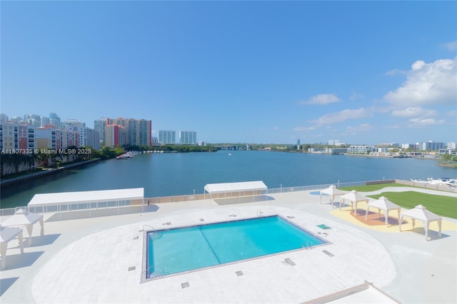 250 174th St Unit 601, Sunny Isles Beach, FL 33160 - community pool with a water view, a patio area, and a view of city
