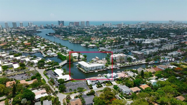 535 Hendricks Isle Unit 303, Fort Lauderdale, FL 33301 - view of urban area with a large body of water and property parcel outlined