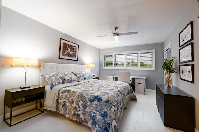 535 Hendricks Isle Unit 303, Fort Lauderdale, FL 33301 - bedroom featuring light wood-style floors, ceiling fan, and baseboards