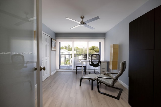 535 Hendricks Isle Unit 303, Fort Lauderdale, FL 33301 - sitting room with a ceiling fan, light wood finished floors, and baseboards