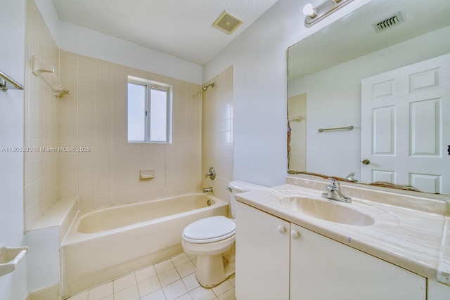 9018 SW 211th Ln, Cutler Bay, FL 33189 - bathroom featuring toilet, tile patterned floors, shower / bathtub combination, vanity, and a textured ceiling