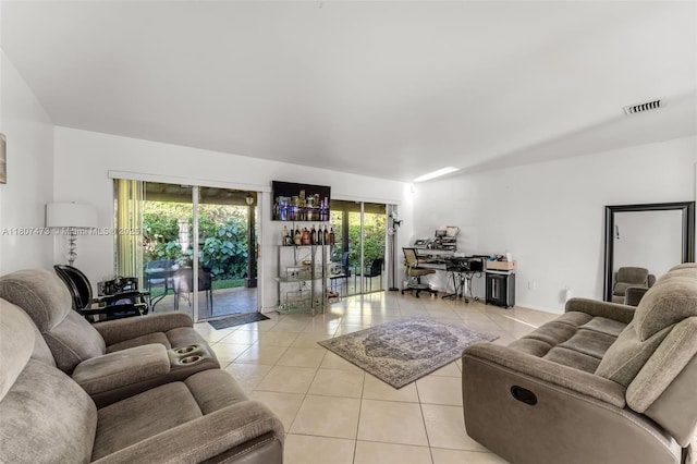 7230 SW 131st Ave, Miami, FL 33183 - living room featuring light tile patterned floors and a desk