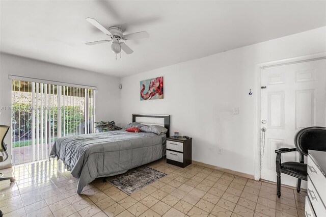 7230 SW 131st Ave, Miami, FL 33183 - bedroom with access to outside, baseboards, and ceiling fan