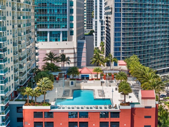 1155 Brickell Bay Dr Unit 2005, Miami, FL 33131 - drone / aerial view of apartment complex and a pool