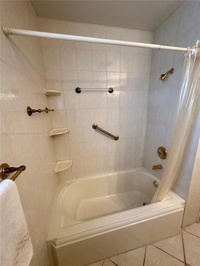 2040 N Hibiscus Dr, North Miami, FL 33181 - full bath with shower / tub combo with curtain and tile patterned floors