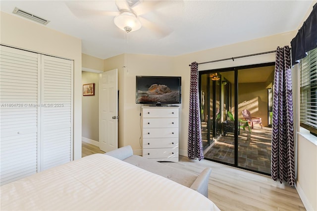 133 NW 98th Ter, Plantation, FL 33324 - bedroom with access to outside, wood finished floors, baseboards, a ceiling fan, and a closet