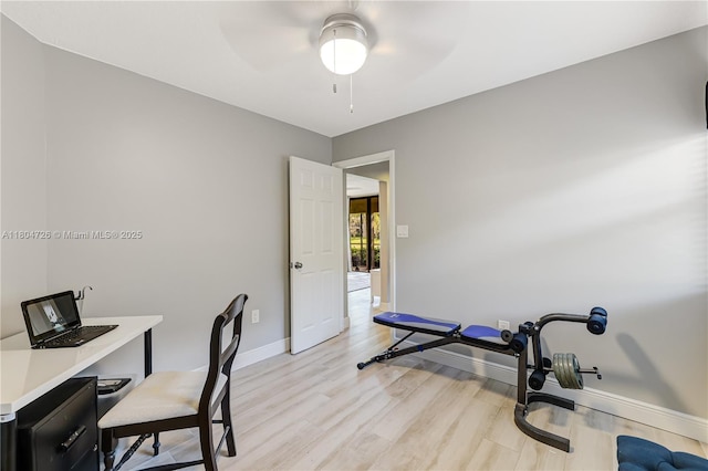 133 NW 98th Ter, Plantation, FL 33324 - office space with baseboards, light wood-style floors, and a ceiling fan
