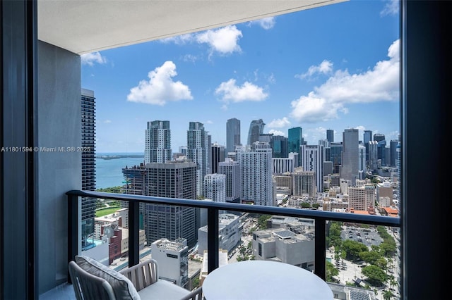 601 NE 1st Ave Unit 3507, Miami, FL 33132 - balcony with a view of skyline and a water view
