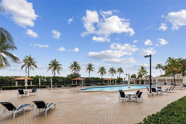 2625 Collins Ave Unit 1408, Miami Beach, FL 33140 - community pool with a gazebo and a patio