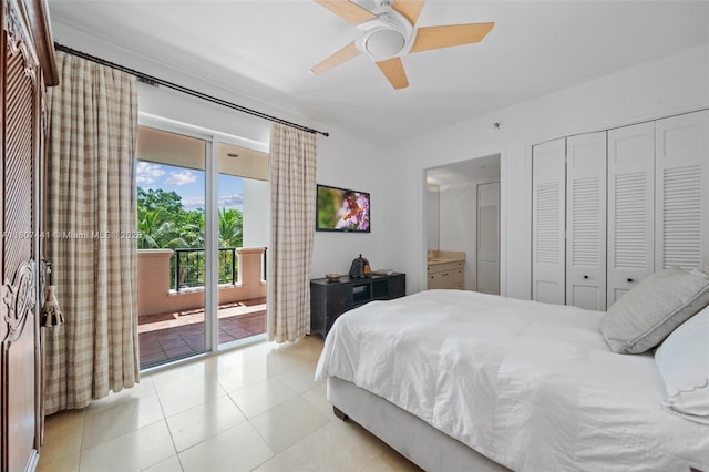 5235 Fisher Island Dr Unit 5235, Miami Beach, FL 33109 - bedroom with access to outside, a closet, and a ceiling fan