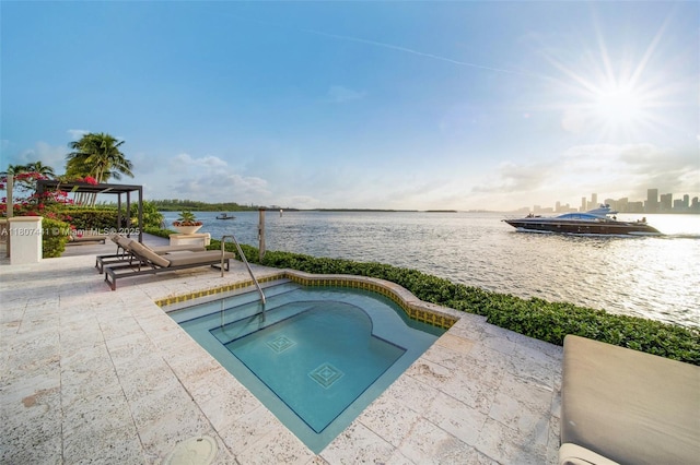 5235 Fisher Island Dr Unit 5235, Miami Beach, FL 33109 - view of swimming pool featuring a water view, a patio, and a swimming pool